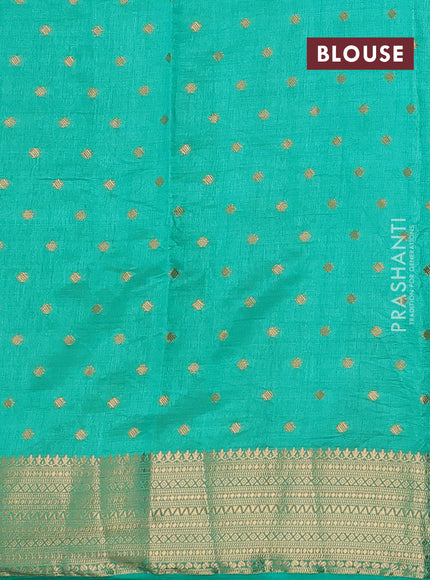 Semi raw silk saree teal green with allover zari woven 1000 buttas and zari woven border
