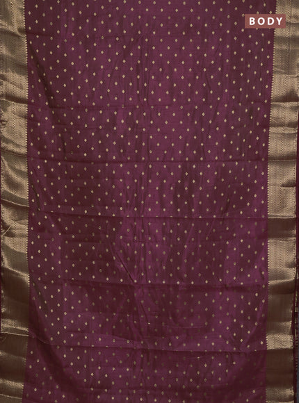 Semi raw silk saree maroon with allover zari woven 1000 buttas and zari woven border