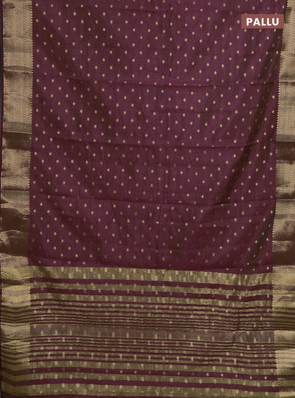 Semi raw silk saree maroon with allover zari woven 1000 buttas and zari woven border