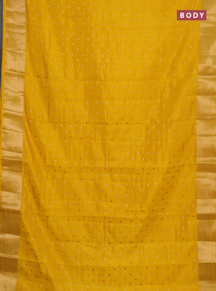 Semi raw silk saree yellow with allover zari woven 1000 buttas and zari woven border