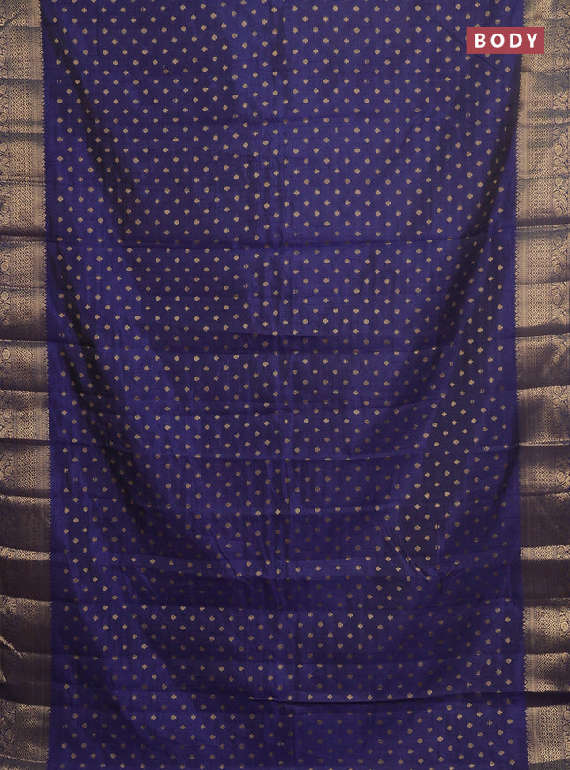 Semi raw silk saree navy blue with allover zari woven 1000 buttas and zari woven border
