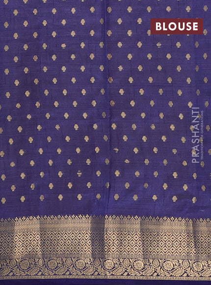 Semi raw silk saree navy blue with allover zari woven 1000 buttas and zari woven border