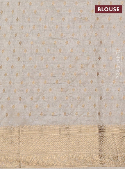 Semi raw silk saree cream with allover zari woven 1000 buttas and zari woven border