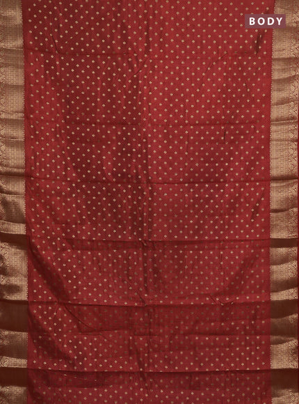 Semi raw silk saree red with allover zari woven 1000 buttas and zari woven border