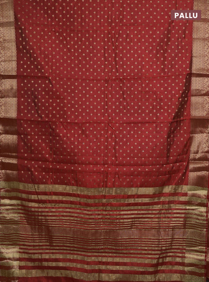 Semi raw silk saree red with allover zari woven 1000 buttas and zari woven border