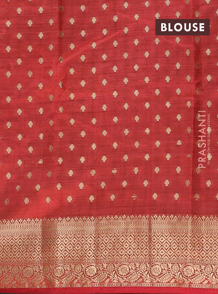 Semi raw silk saree red with allover zari woven 1000 buttas and zari woven border