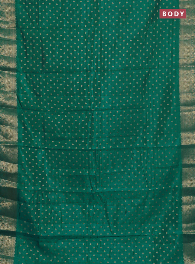 Semi raw silk saree teal blue with allover zari woven 1000 buttas and zari woven border