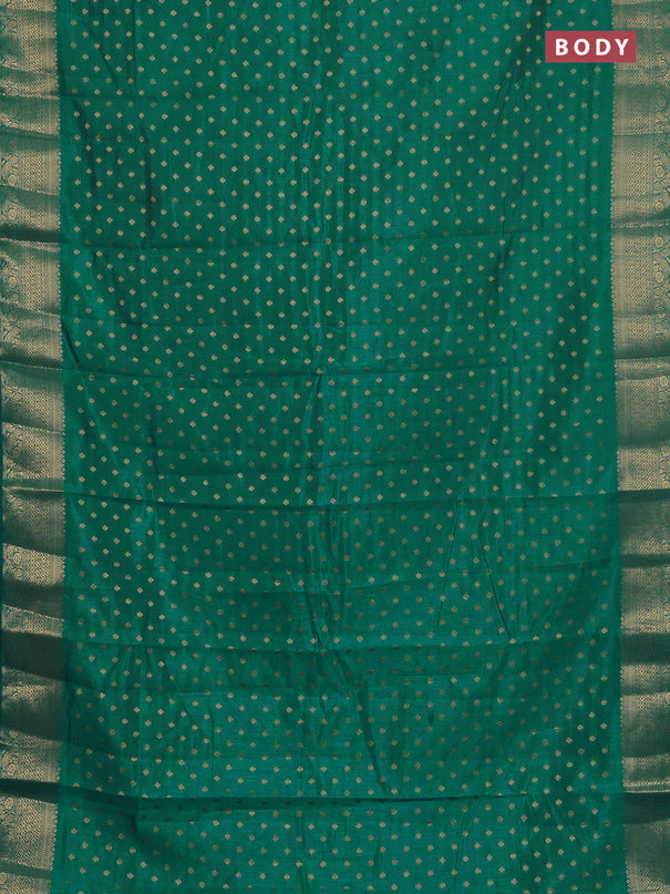 Semi raw silk saree teal blue with allover zari woven 1000 buttas and zari woven border