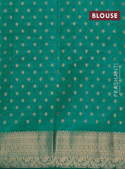 Semi raw silk saree teal blue with allover zari woven 1000 buttas and zari woven border