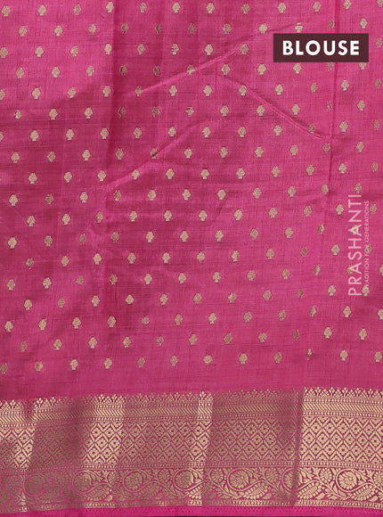 Semi raw silk saree pink with allover zari woven 1000 buttas and zari woven border