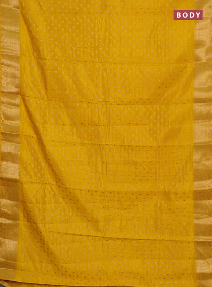 Semi raw silk saree yellow with allover zari woven 1000 buttas and zari woven border
