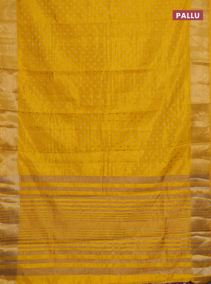 Semi raw silk saree yellow with allover zari woven 1000 buttas and zari woven border