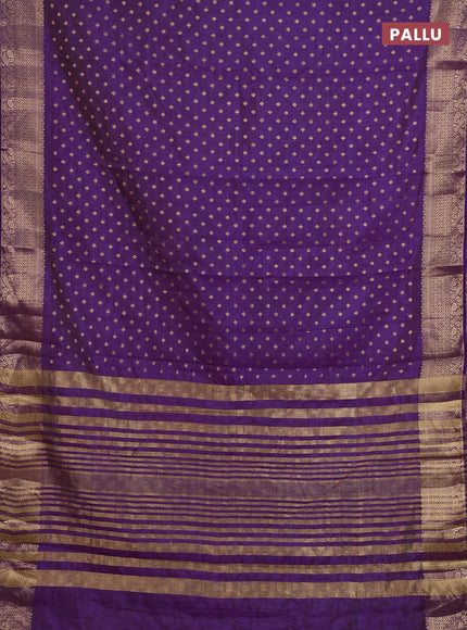Semi raw silk saree purple with allover zari woven 1000 buttas and zari woven border
