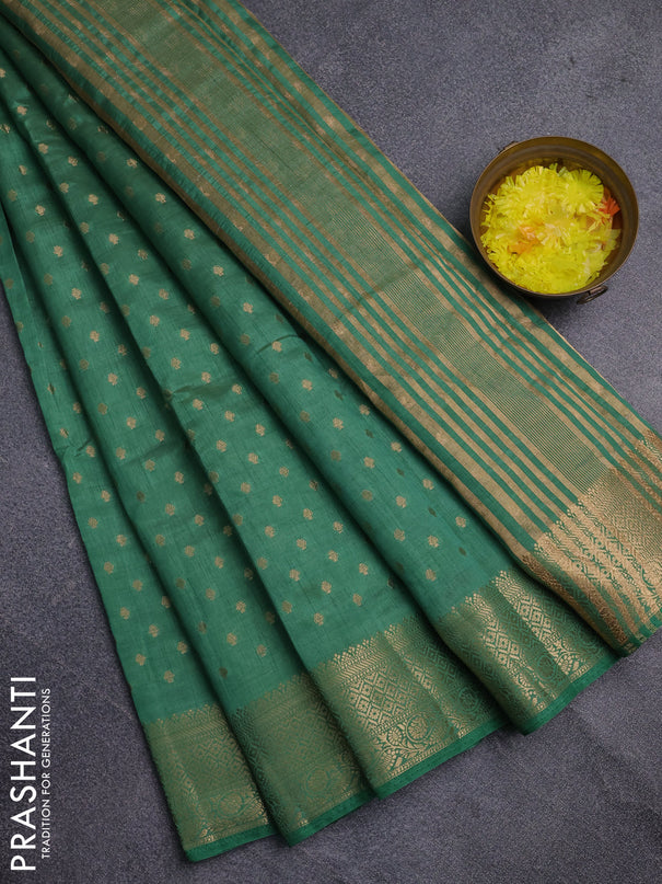 Semi raw silk saree pastel green with allover zari woven 1000 buttas and zari woven border