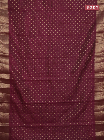 Semi raw silk saree maroon with allover zari woven 1000 buttas and zari woven border