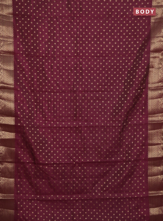 Semi raw silk saree maroon with allover zari woven 1000 buttas and zari woven border