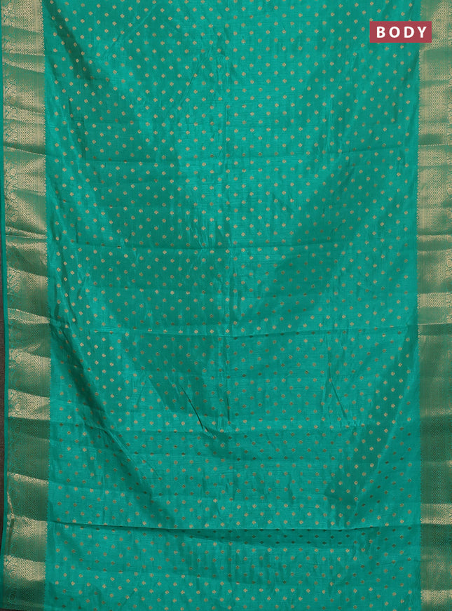 Semi raw silk saree teal green with allover zari woven 1000 buttas and zari woven border