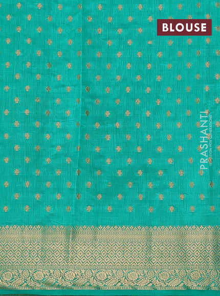 Semi raw silk saree teal green with allover zari woven 1000 buttas and zari woven border