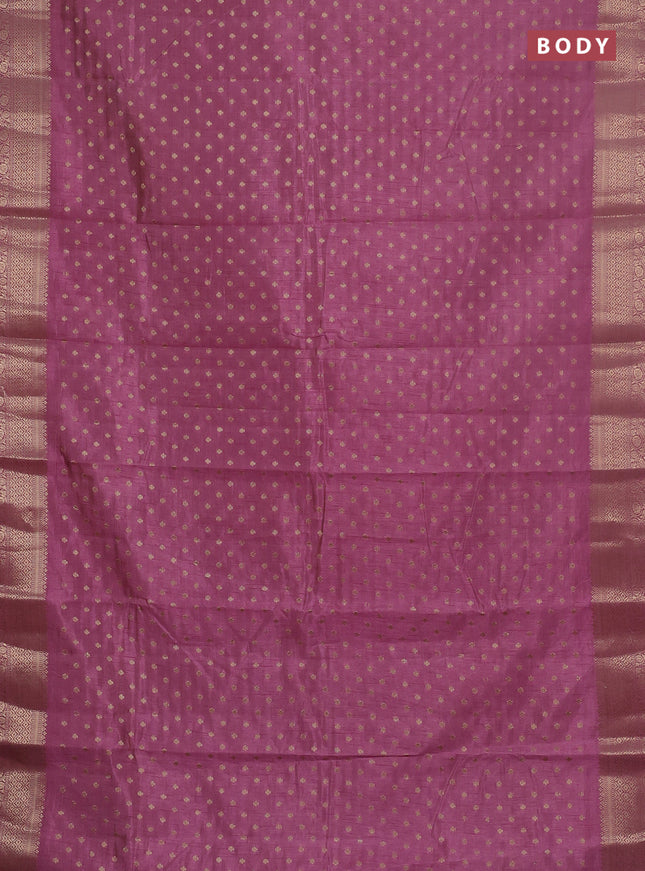 Semi raw silk saree mauve pink with allover zari woven 1000 buttas and zari woven border