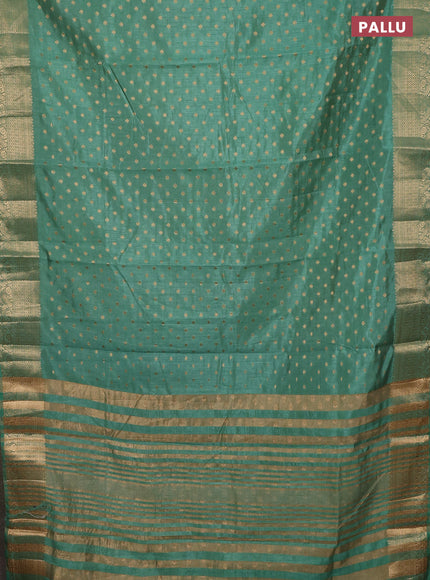 Semi raw silk saree pastel green with allover zari woven 1000 buttas and zari woven border