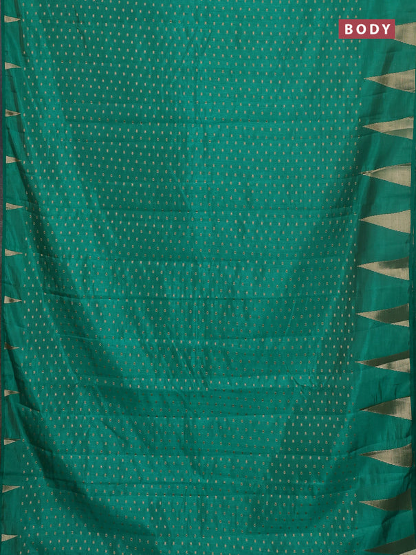 Semi raw silk saree teal green with allover zari woven 1000 buttas and zari woven border