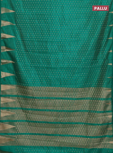 Semi raw silk saree teal green with allover zari woven 1000 buttas and zari woven border