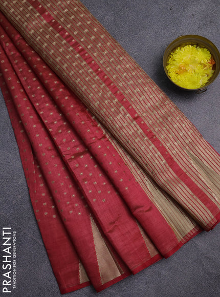 Semi raw silk saree pink with allover zari woven 1000 buttas and zari woven border