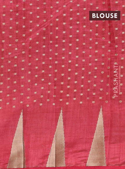 Semi raw silk saree pink with allover zari woven 1000 buttas and zari woven border