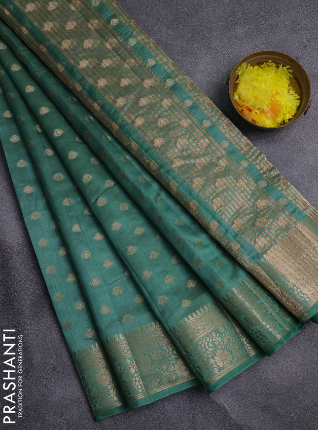 Semi raw silk saree light green with allover zari woven 1000 buttas and zari woven border