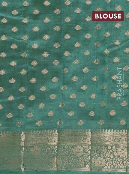 Semi raw silk saree light green with allover zari woven 1000 buttas and zari woven border