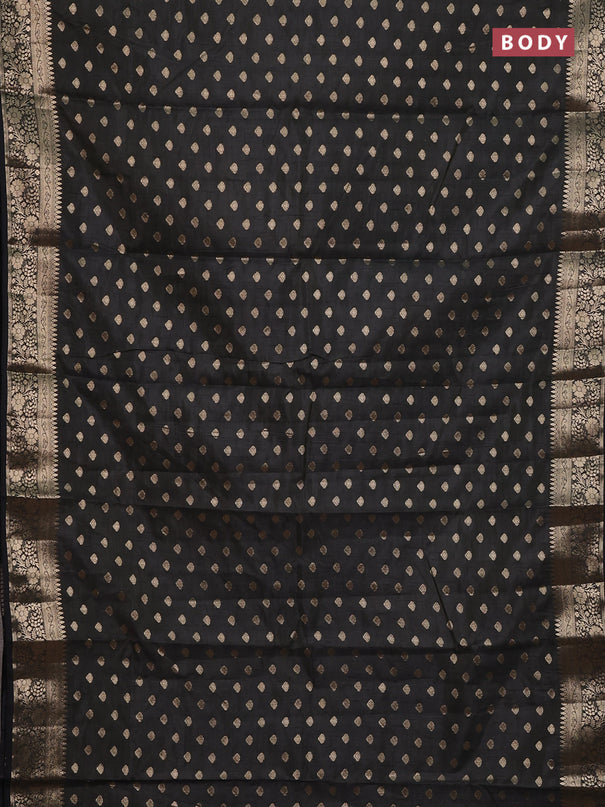 Semi raw silk saree black with allover zari woven 1000 buttas and zari woven border