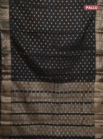 Semi raw silk saree black with allover zari woven 1000 buttas and zari woven border