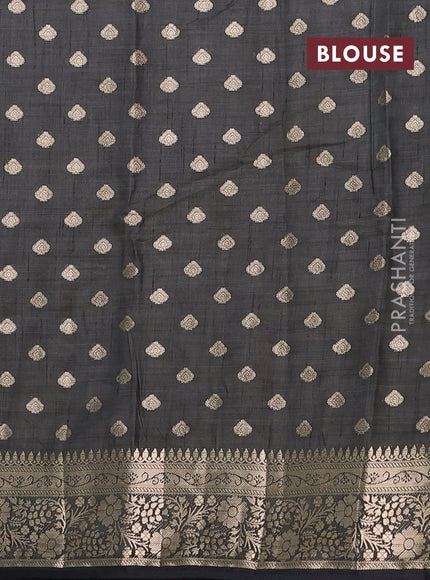Semi raw silk saree black with allover zari woven 1000 buttas and zari woven border