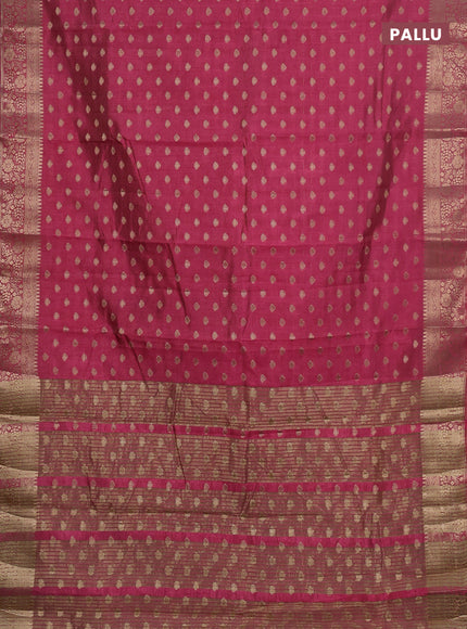 Semi raw silk saree pink with allover zari woven 1000 buttas and zari woven border