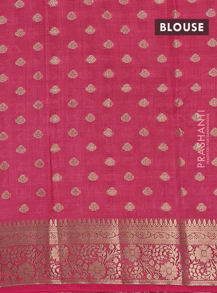 Semi raw silk saree pink with allover zari woven 1000 buttas and zari woven border