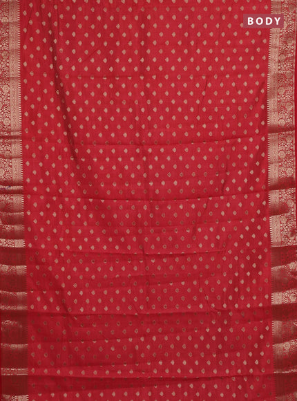 Semi raw silk saree red with allover zari woven 1000 buttas and zari woven border