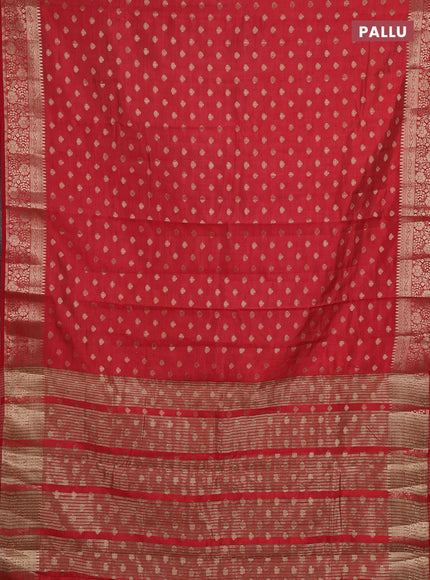 Semi raw silk saree red with allover zari woven 1000 buttas and zari woven border