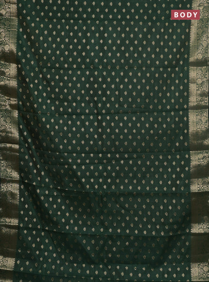 Semi raw silk saree bottle green with allover zari woven 1000 buttas and zari woven border