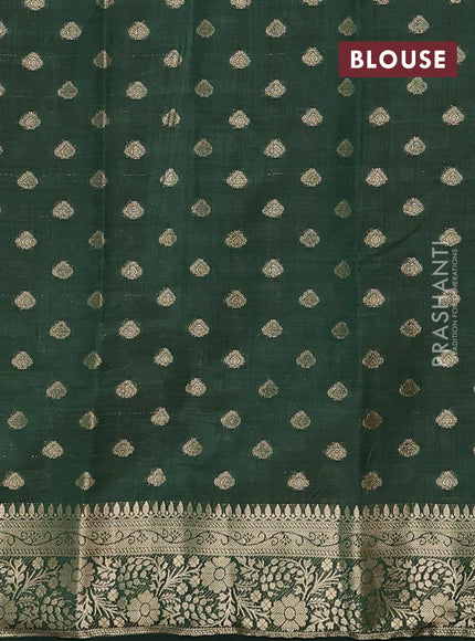 Semi raw silk saree bottle green with allover zari woven 1000 buttas and zari woven border