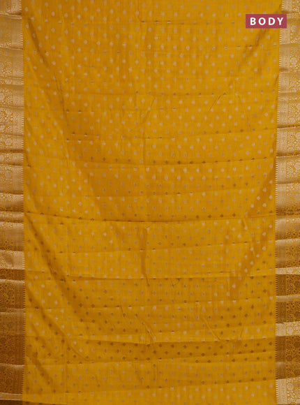 Semi raw silk saree yellow with allover zari woven 1000 buttas and zari woven border