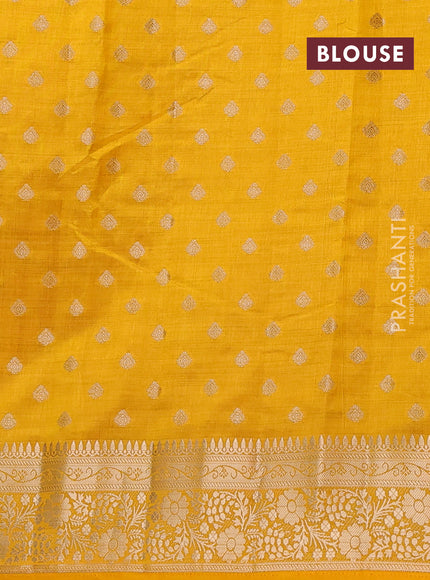 Semi raw silk saree yellow with allover zari woven 1000 buttas and zari woven border