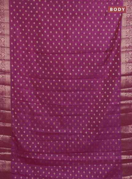 Semi raw silk saree rani pink with allover zari woven 1000 buttas and zari woven border