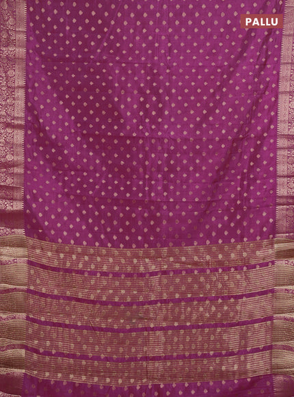 Semi raw silk saree rani pink with allover zari woven 1000 buttas and zari woven border
