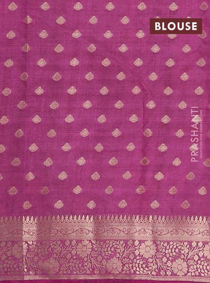 Semi raw silk saree rani pink with allover zari woven 1000 buttas and zari woven border