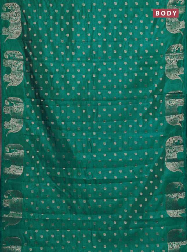 Semi raw silk saree teal blue with allover zari woven 1000 buttas and zari woven border