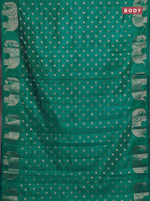 Semi raw silk saree teal blue with allover zari woven 1000 buttas and zari woven border