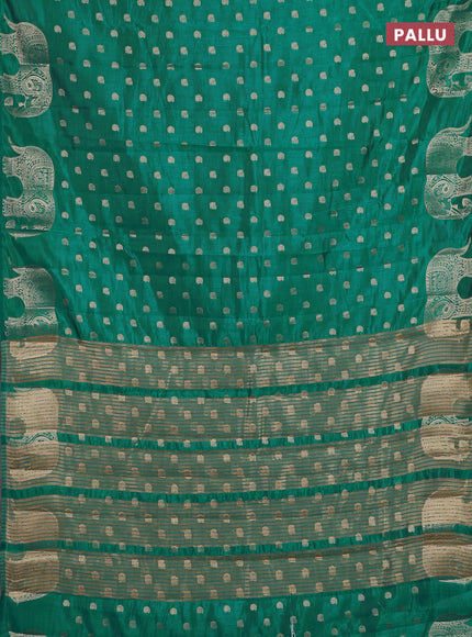 Semi raw silk saree teal blue with allover zari woven 1000 buttas and zari woven border