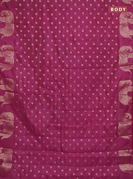 Semi raw silk saree rani pink with allover zari woven 1000 buttas and zari woven border