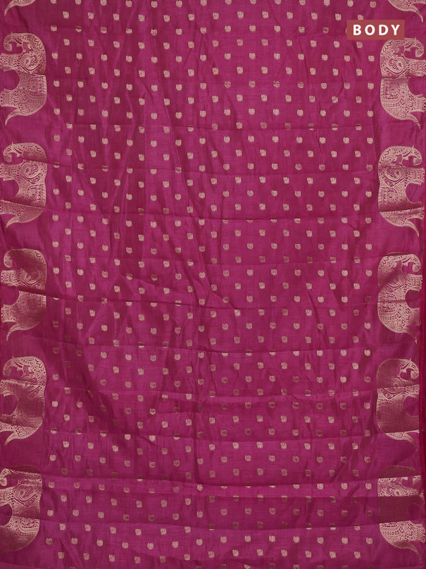 Semi raw silk saree rani pink with allover zari woven 1000 buttas and zari woven border