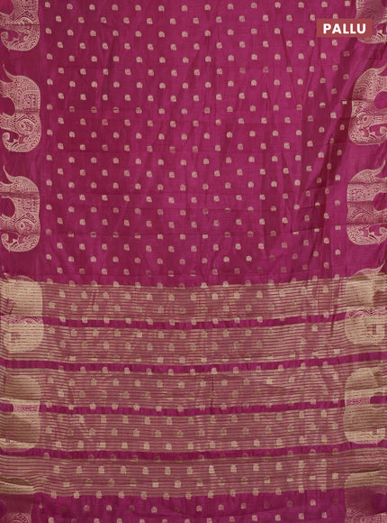 Semi raw silk saree rani pink with allover zari woven 1000 buttas and zari woven border